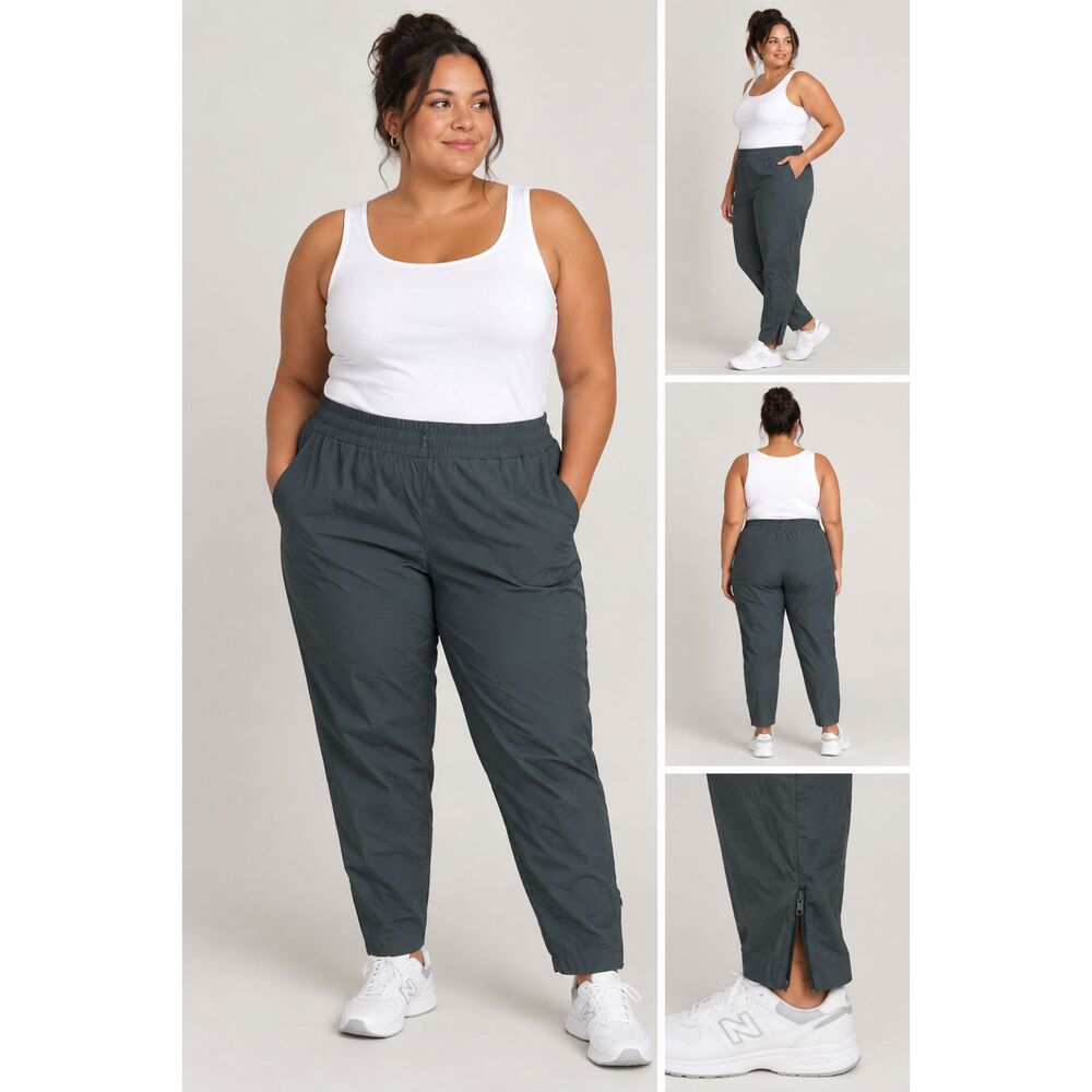 Modern Ambition XXL Jogger Pants Dark Gray Elastic Waist Zip Hem